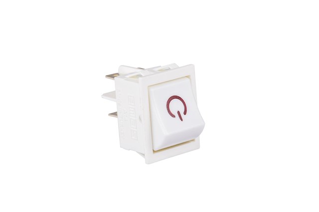 30*22mm White Body 2NO with Illumination with Terminal with Red (On-Off) Symbol White A14 Series Rocker Switch